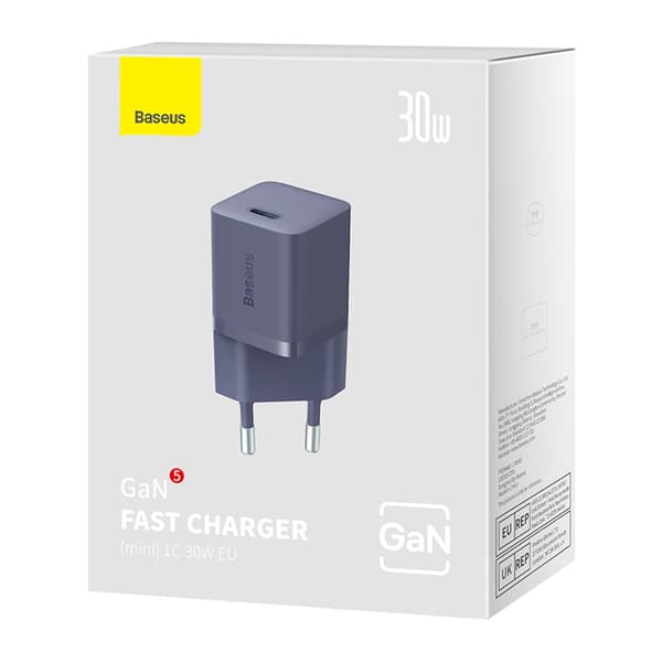 USB-C GaN5 30W EU vægoplader - Lilla