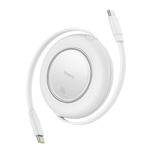 Udtrækkeligt USB-C-kabel 100W 2m - Hvid