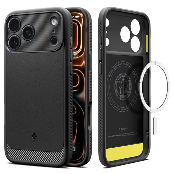 Skyddsfodral för iPhone 17 Pro Rugged Armor Mag MagSafe – mattsvart
