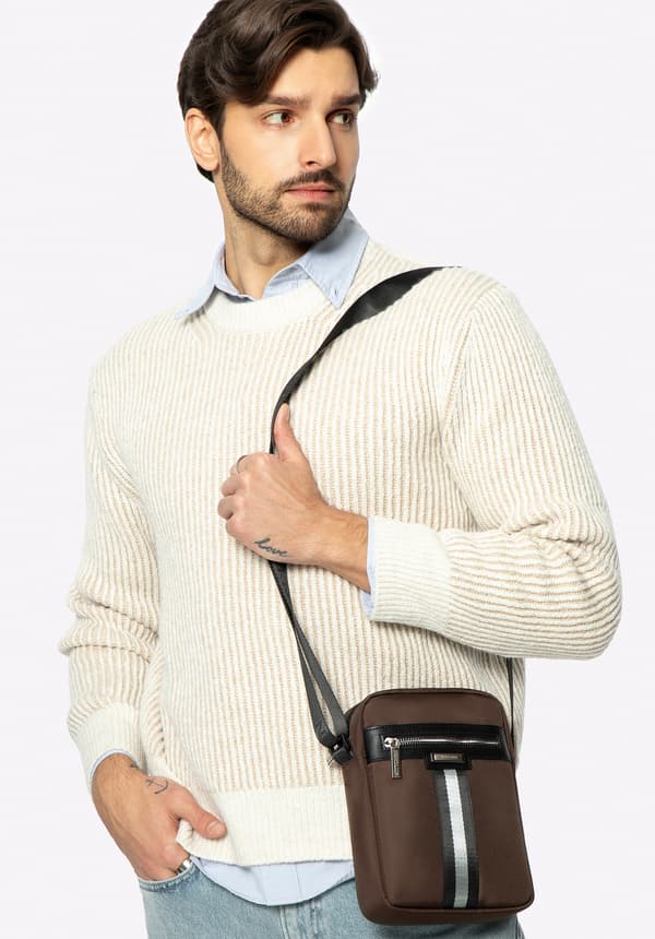 Wittchen herrväska med dekorativt band, grön polyester