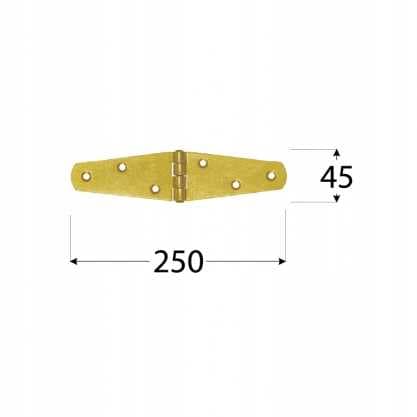 DOMAX flätad triangulär gångjärn 250x45x2mm guldverzinkad