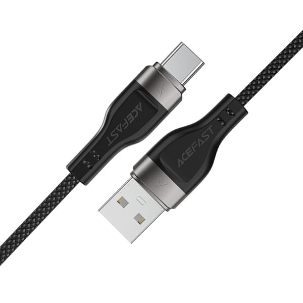 USB-A - USB-C 3A kabel med magnetisk organizer 1,2m - sort