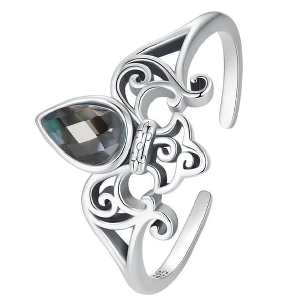 Anillo de plata Anillo de cristal ajustable Plata 925