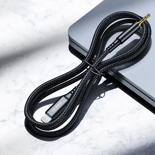 iPhone Lightning AUX lydkabel - mini jack 3,5 mm 1 m - sort