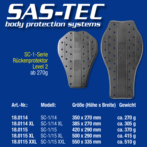 SAS-TEC SC-1/15 L ryggskydd
