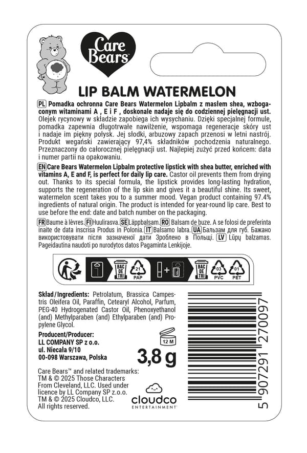 LL Care Bears Vattenmelon Läppbalsam