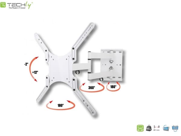 Techly 23"-55" väggfäste, 45kg vridbart