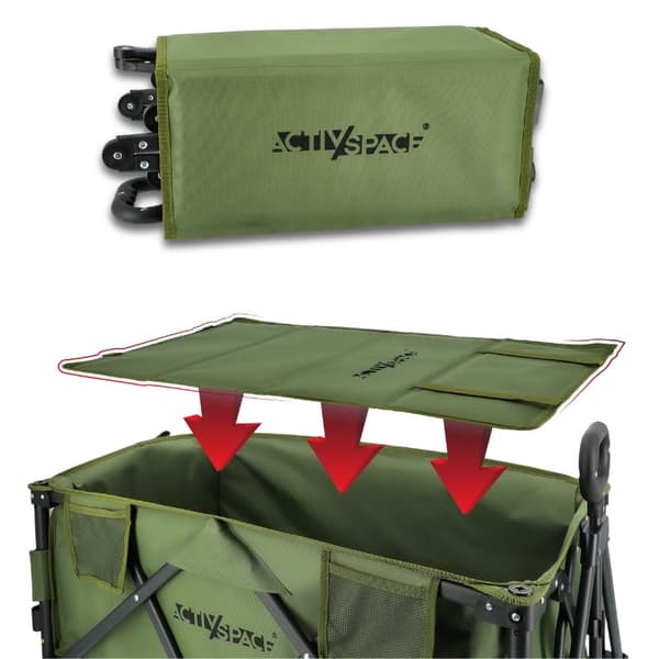 Premium foldbar strandcampingvogn - Armygrøn
