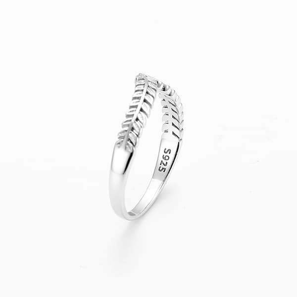 Anillo de plata 925 con hojas, talla 16
