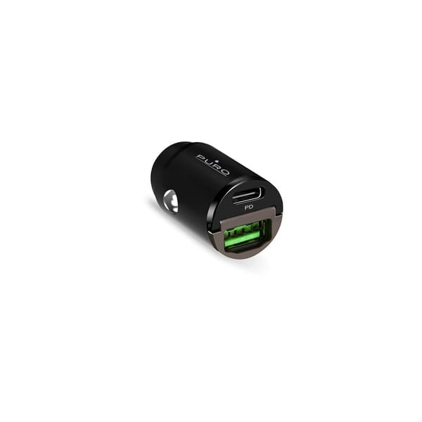 USB-C-USB-A-autolaturi PD - musta
