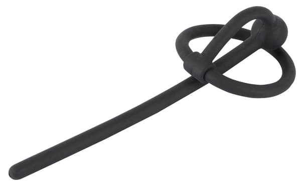 Penisplug Dilatator med Kugle og Glansring Sort
