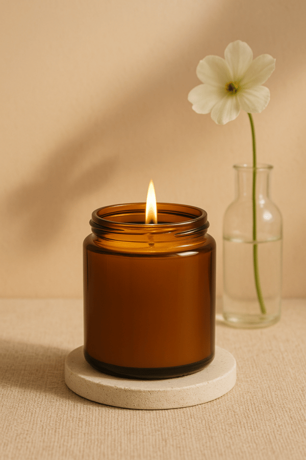 Brun glaskrukke til stearinlys 160 ml