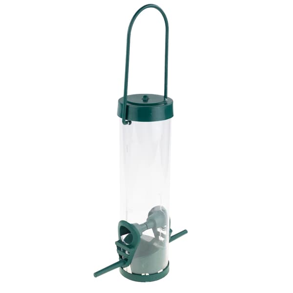 TG80440 TRANSPARENT FUGLEFODERHUS MED FODSTØTTE TIL FODER MED KORNLÅS