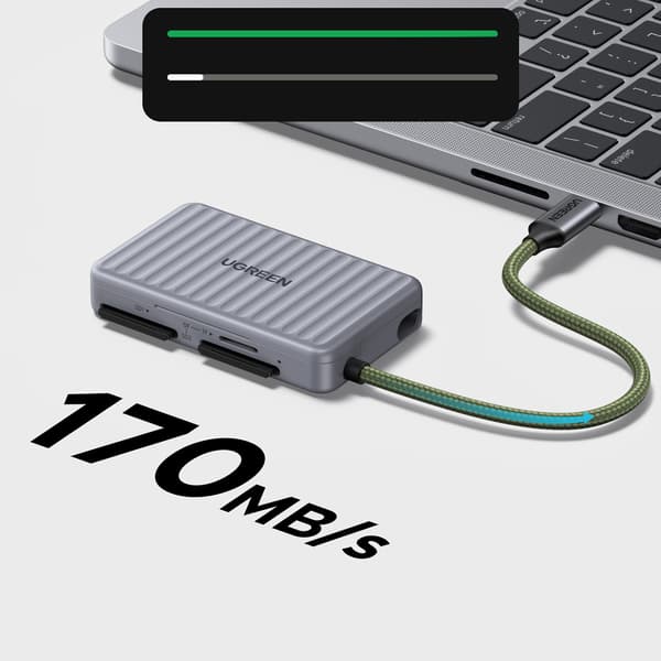 SD microSD USB-C hukommelseskortlæser - grå
