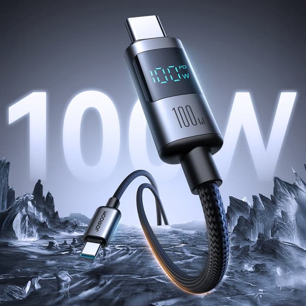 USB-C 100W 1.2m Näyttökaapeli - Musta