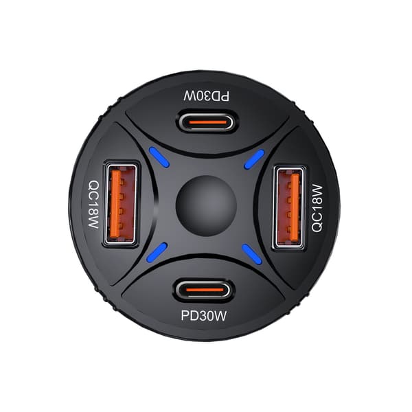 Autolaturi 2xUSB-C 2xUSB-A 60W - musta