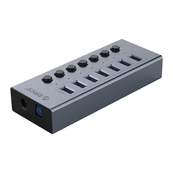 BT2U3-7AB Hubb med 7x USB-A-switchar - Grå