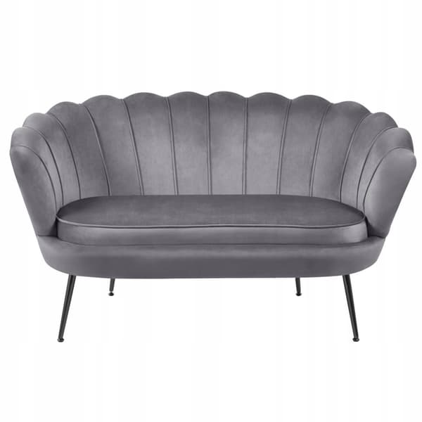 Furnitex Art déco 2-sits vardagsrumssoffa, grå sammet, klädd
