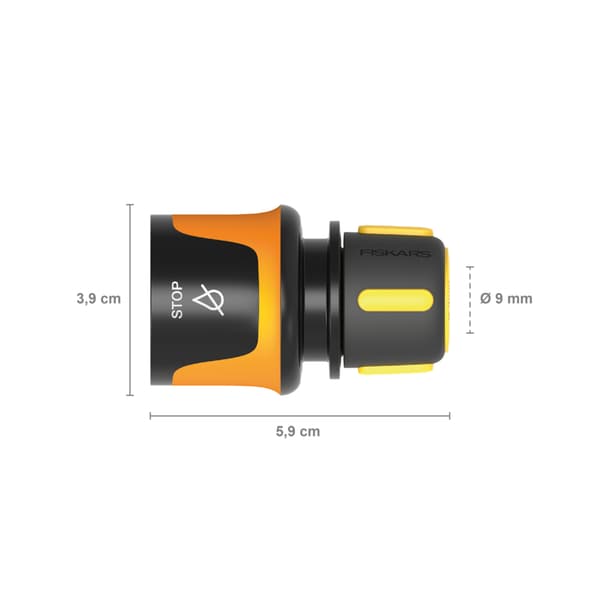 FISKARS Snabbkoppling för trädgårdsslang 9 mm 3/8" stoppkoppling