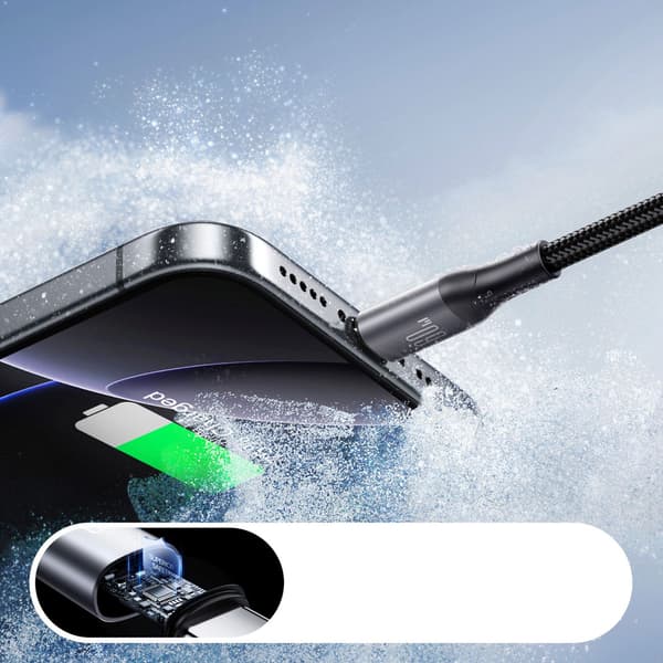 S-A28 Flätad USB-C-kabel 60W 2m - Svart