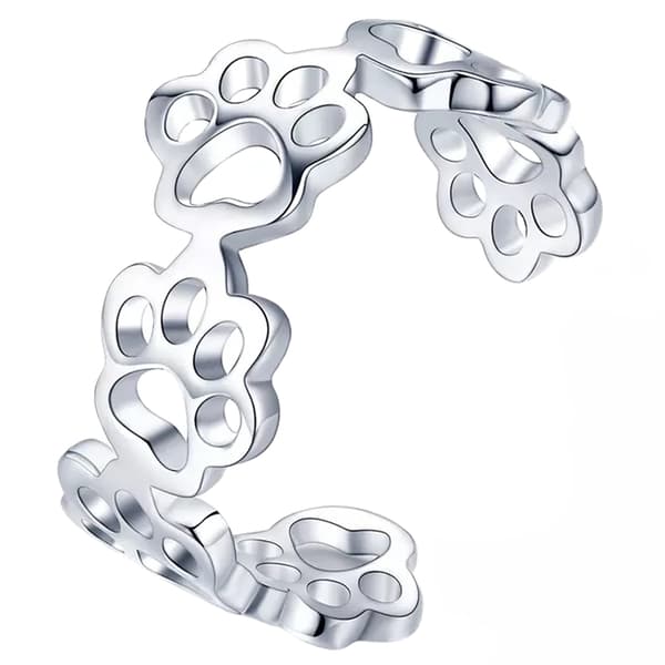 Anillo de plata ajustable con forma de pata S925