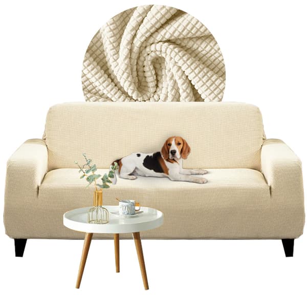Sofföverdrag för 4-sits soffsäng kräm jacquard