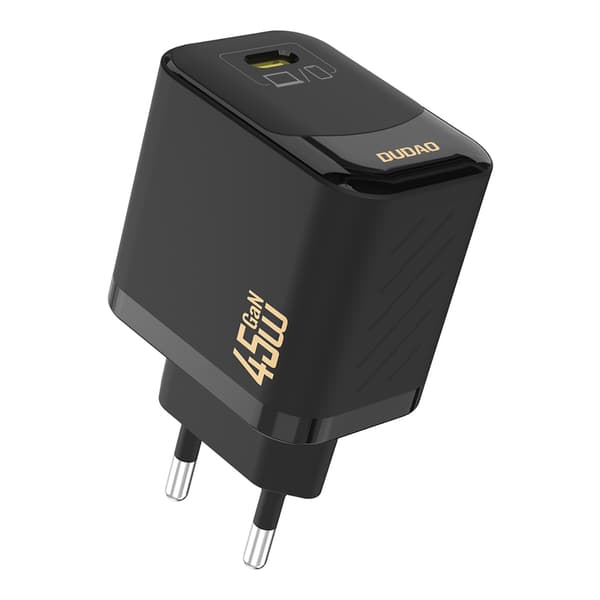 GaN vægoplader med USB-C kabel 45W - Sort