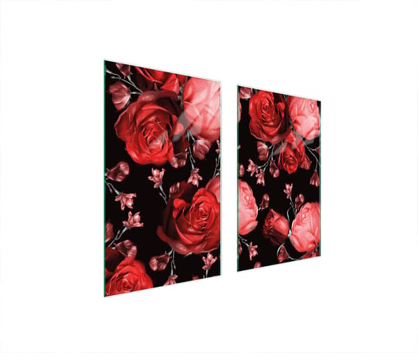 GLASSKYDDSPLÅT FÖR SPIS 75x52 ROSES