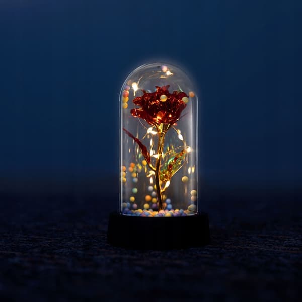 Ikuinen ruusu LED-lasissa