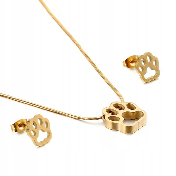SET: COLLAR y PENDIENTES Oro, Acero 18k