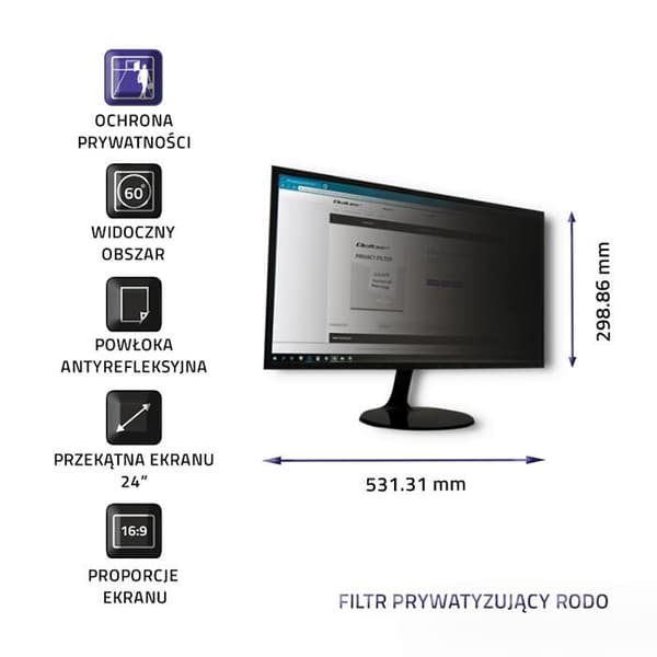 Qoltec 24" (16:9) GDPR-privatlivsfilter