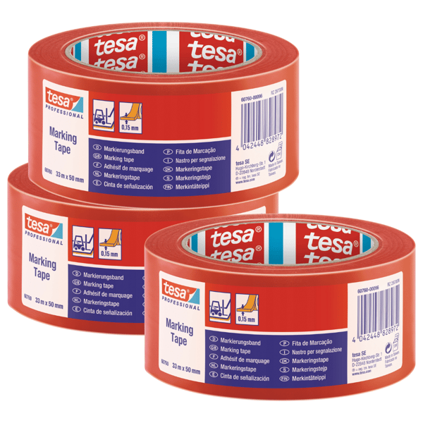 TESA PVC-varningstejp 33m x 50mm, röd x3