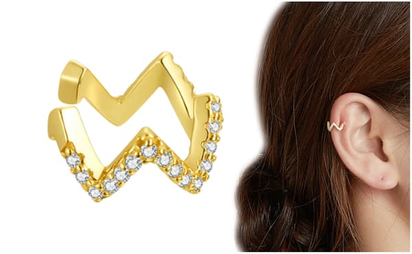 Pendiente de Oro Ear Cuff Pendiente Circonitas Plata 925