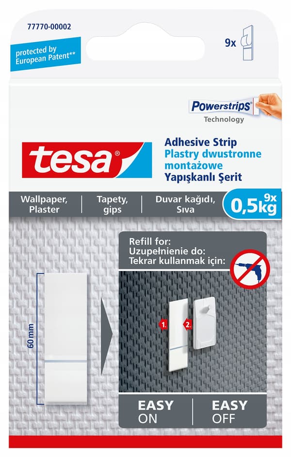 Tesa monteringsremsor til tapeter og gips 9 stk