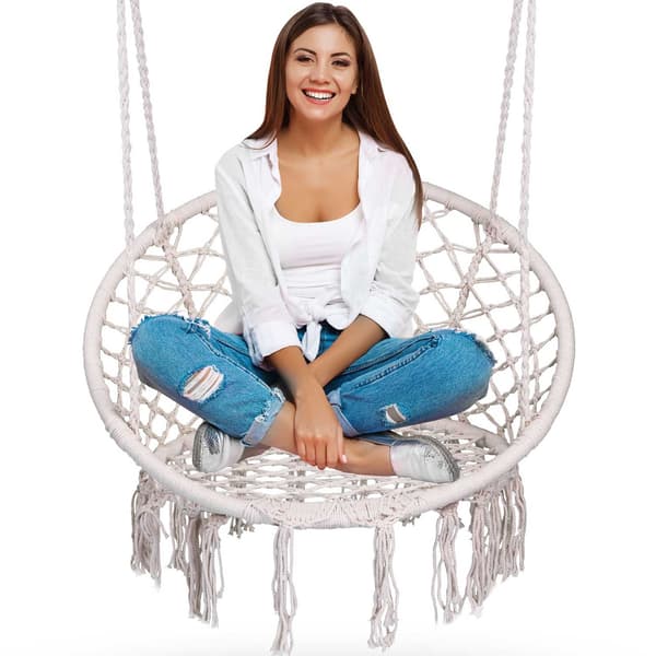 Hängande trädgårdsgungstol BOHO beige