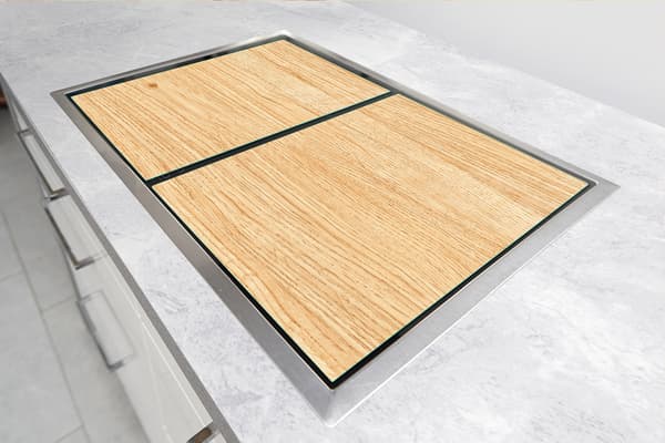 GLASSKYDDSPLÅT FÖR SPIS 90x52 TRÄ