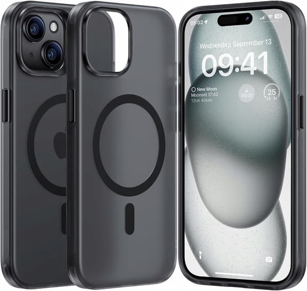 MAT MAGNETISK ETUI TIL MAGSAFE TIL IPHONE 15 + GLAS matsejf02_SORT
