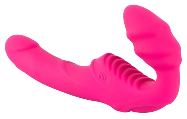 Stropløs StrapOn Vibrator Til Vilde Lege Med 2 Ender Pink