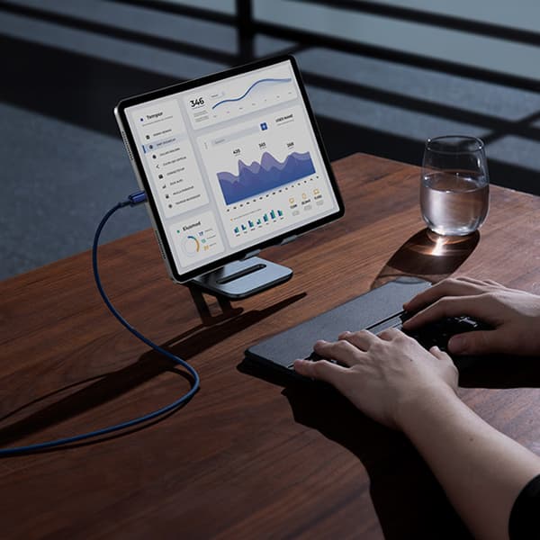 Volframguld USB-C-kabel - USB-C 100W 2m - Marinblå