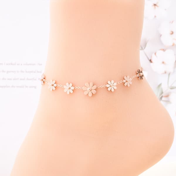 Pulsera de tobillo de oro rosa