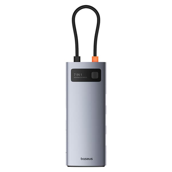 7in1 HUB-sovitin Metal Gleam USB-C HDMI USB-A USB-C PD SD microSD - harmaa