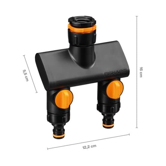 Fiskars Comfort dobbelt kranforbindelse slangadapter til kran 21-33mm
