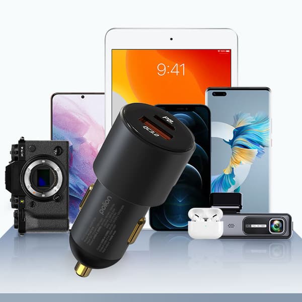Biloplader 12V USB-C 100W med USB-C, USB-A, QC og PD