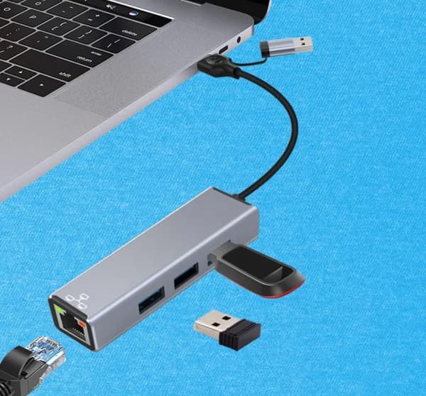 Netværkskort USB-C HUB LAN USB 3.0 100 Mbps RJ45