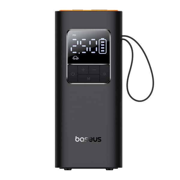 Batteridriven kompressor, däckpump med display, 50W, 4000mAh - svart