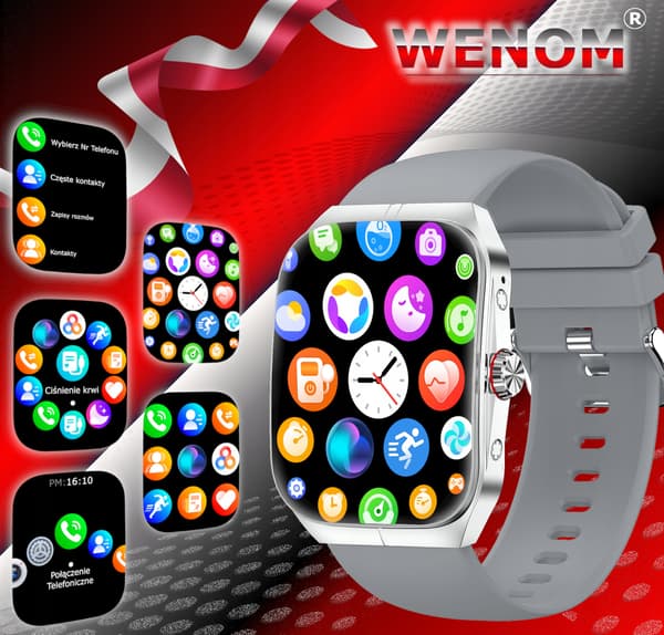 Wenom AMOLED NFC Bluetooth -älykello urheiluun, vedenpitävä Menu PL
