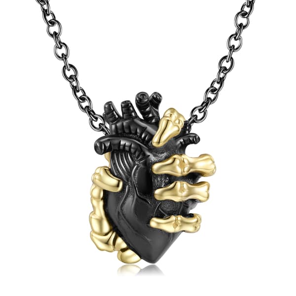 Collar de cadena de corazón negro de plata S925