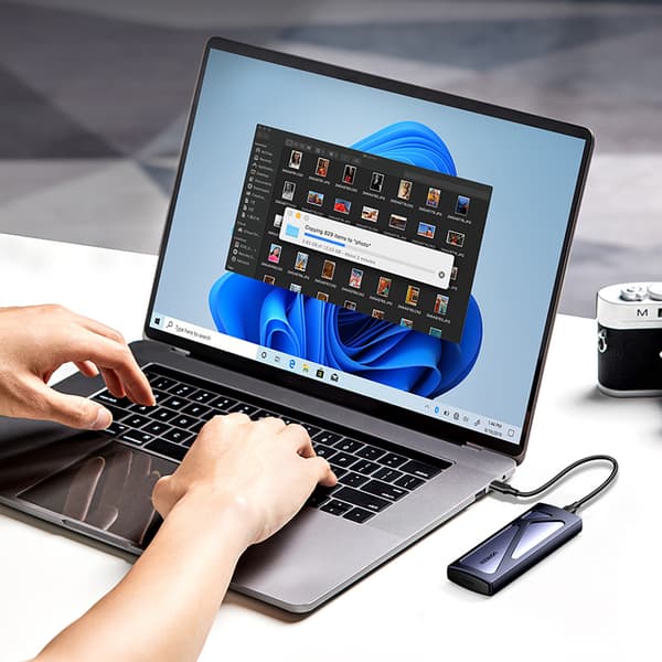 M.2 NVMe 10Gbps drevbåskabinet + USB-C - USB-A / USB-C - USB-C kabel - sort