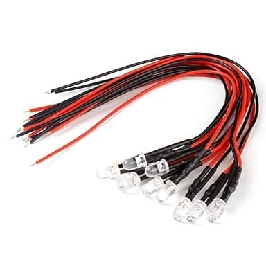 LED-diode 5mm 12V DC grøn klar med ledning