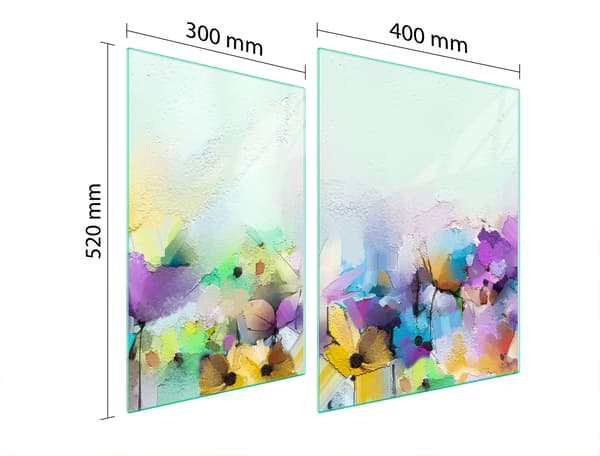 GLASSKYDDSPLÅT FÖR SPIS 70x52 BLOMMOR